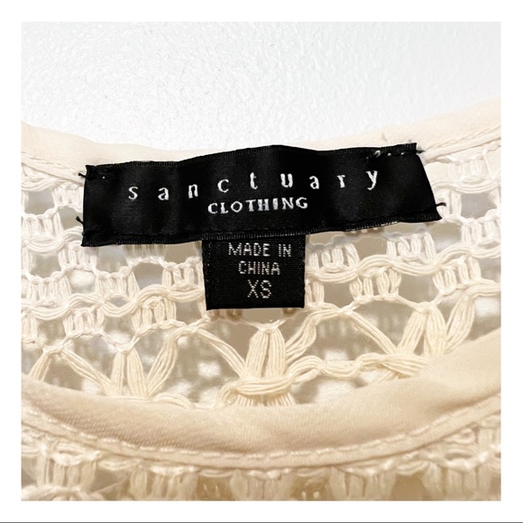 Crochet Knit Sheer Cream Tank, XS - Picture 4 of 4